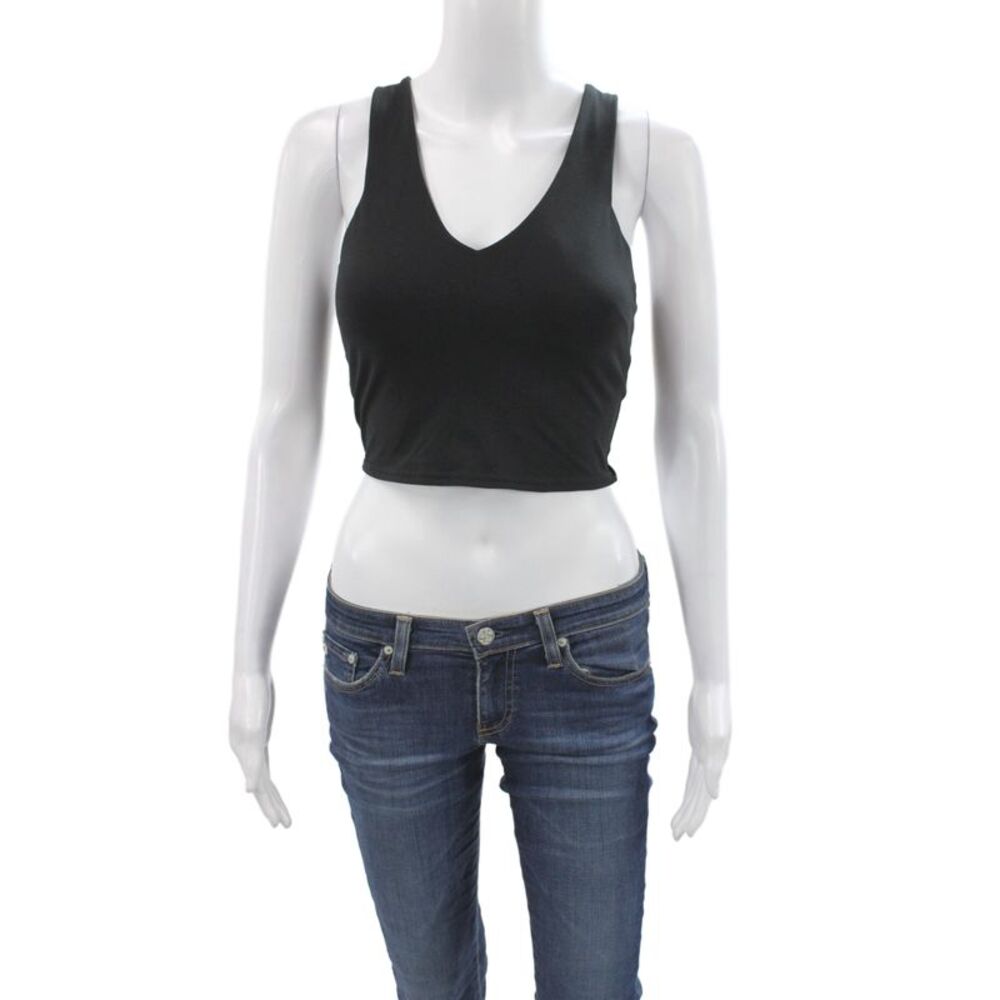 Alo Womens Cotton Basic Racerback Sports Bra Black Size XS